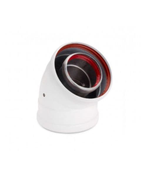 CODO SALIDA DE GASES COAXIAL 45º M-H 60/100 CODO SALIDA DE GASES COAXIAL 45º M-H 60/100