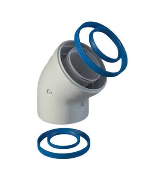 CODO SALIDA DE GASES COAXIAL 45º H-H 80/110 CODO SALIDA DE GASES COAXIAL 45º H-H 80/110